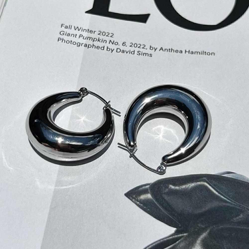 New! “Jane” Chunky Silver Hoop Earrings